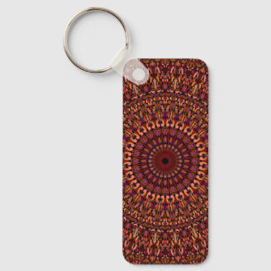 Chaveiro Desenho de Mandala Marrom Floral-48566