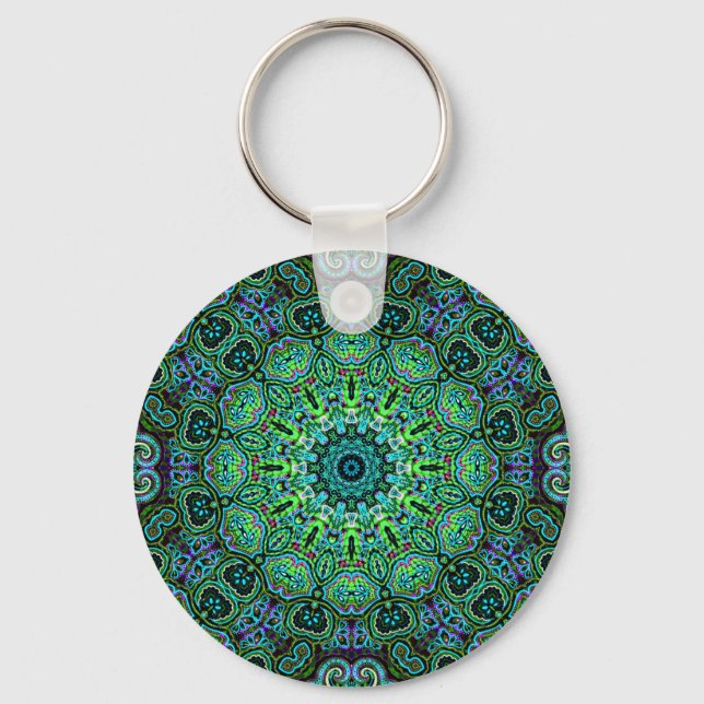 Chaveiro desenho de Mandala Verde Esmeralda (Frente)
