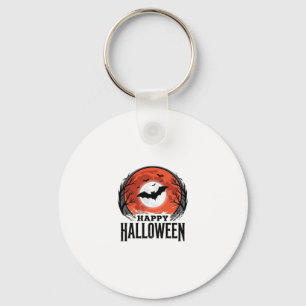 Chaveiro Desenho de Morcego de Halloween Antigo sob a Lua_1
