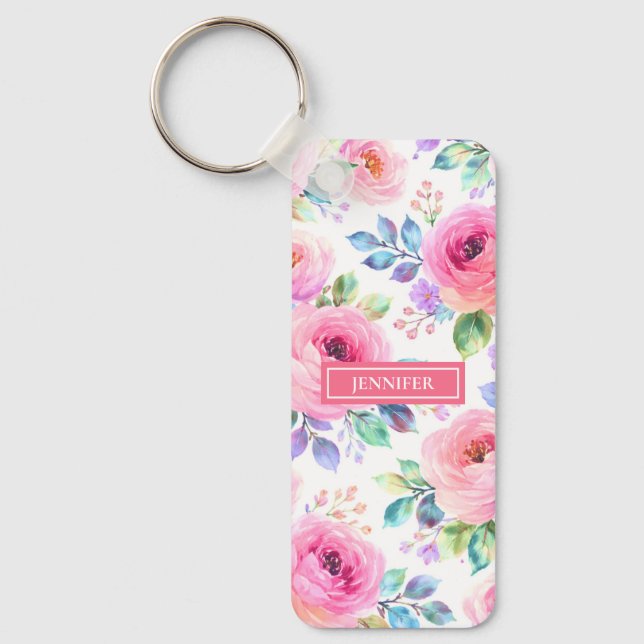 Chaveiro Desenho de Nome Personalizado Boho Floral do Nasce (Frente)
