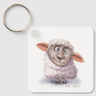 Chaveiro Desenho de ovelha de bola de algodão