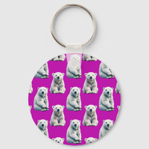 Chaveiro Desenho de padrão de urso polar roxo
