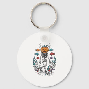 Chaveiro Desenho de Peixe de Halloween de Esqueleto de Abób