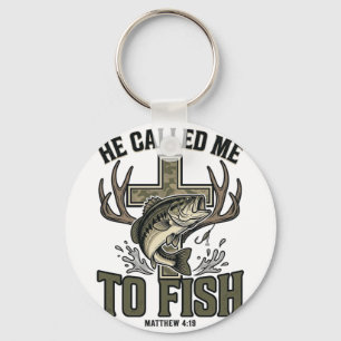 Chaveiro Desenho de Pesca Cristão Ele Me Chamou para Pescar