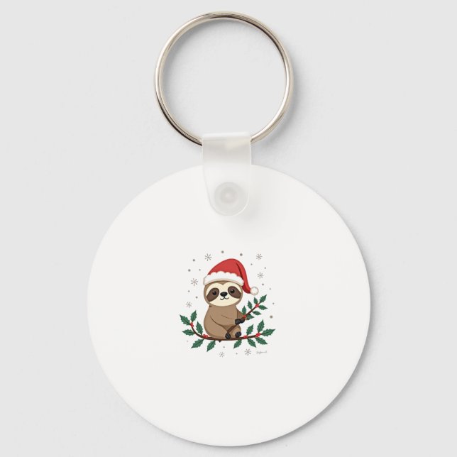 Chaveiro desenho de preguiça de Natal (2) (Frente)