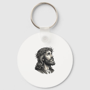 Chaveiro Desenho de retrato de coroa de espinhos de gravura