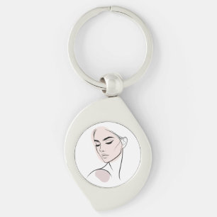 Chaveiro Desenho De Rosto De Mulher De Uma Linha N.O 3 (Com