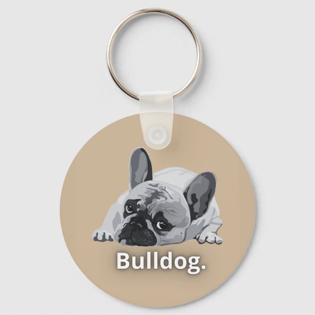 Chaveiro Desenho de Rosto Forte de Bulldog (Frente)