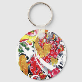 Chaveiro Desenho de Tatuagem Foo Dog & Lótus