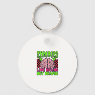 Chaveiro Desenho de Terror Vintage Amo Zumbis Não Drama