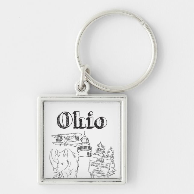 Chaveiro Desenho de Viagens de Arte de Férias de Ohio (Frente)