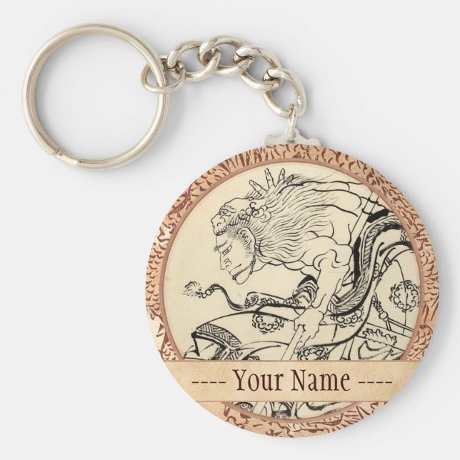 Chaveiro Desenho do Guerreiro Samurai com a máscara de leão (Frente)