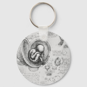 Chaveiro Desenho do vintage de um feto no útero 1