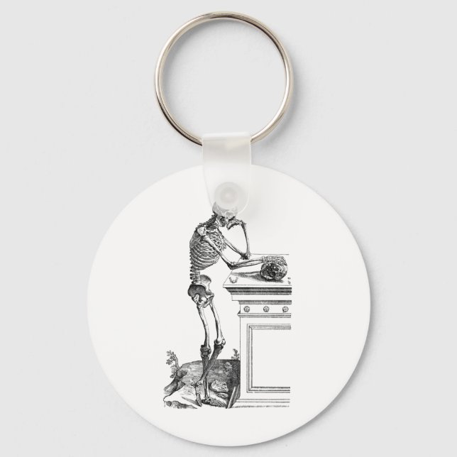 Chaveiro Desenho em vinheta de um esqueleto em pé (Frente)
