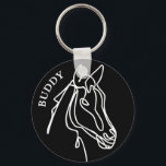 Chaveiro Desenho esboço da cabeça equestre<br><div class="desc">Chaveiro de desenho do esboço da cabeça equestre com nome personalizado. Design de cadeia de chave personalizada para o amante de cavalos, cavaleiro, proprietário, etc. Ideia única de Natal ou presente de aniversário para ele ou ela. Também é bom como o favor do partido ou o negócio cede. Adicione o...</div>