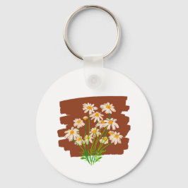 Chaveiro Desenho floral rústico em fundo marrom