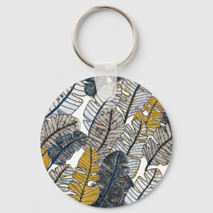 Chaveiro Desenho manual: Folhas tropicais