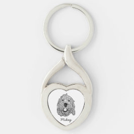 Chaveiro Desenho Personalizado Cachorro de Goldendoodle