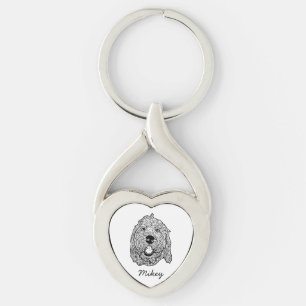 Chaveiro Desenho Personalizado Cachorro de Goldendoodle