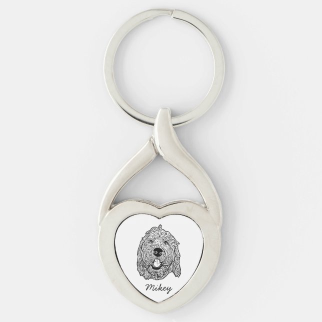 Chaveiro Desenho Personalizado Cachorro de Goldendoodle (Frente)
