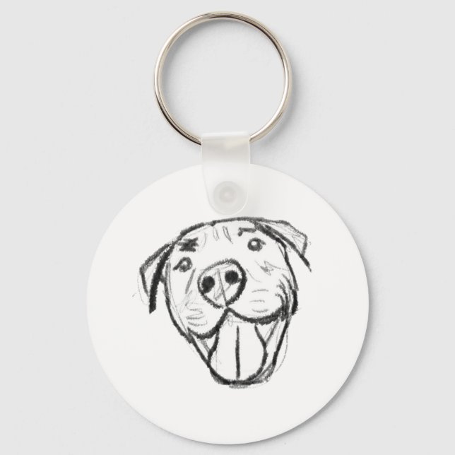 Chaveiro desenho pitbull simples amantes de cães preto bran (Frente)