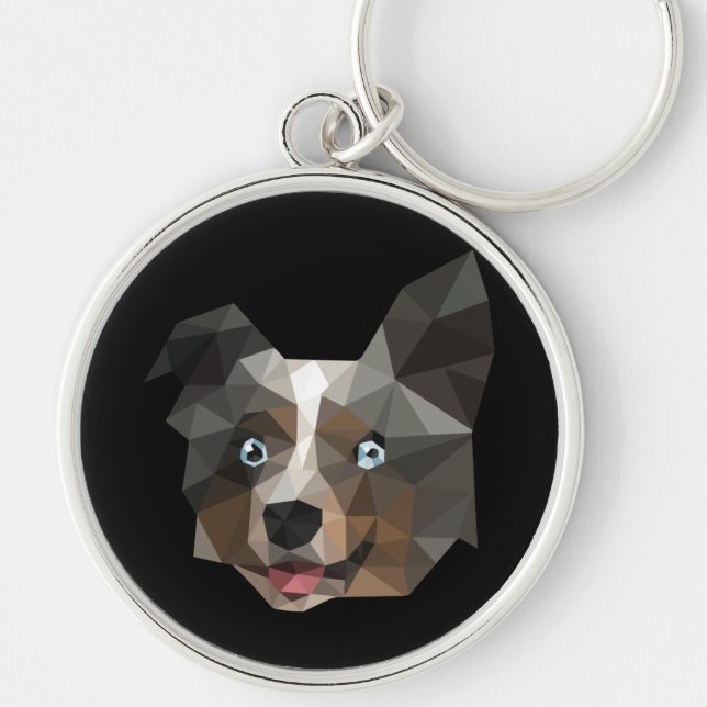 Chaveiro Desenho Poligonal de Cabeça de Cachorro (Frente)