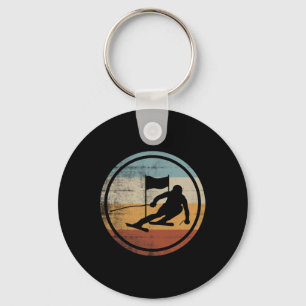 Chaveiro Desenho Retro Vintage de Esquiador de Esqui Slalom