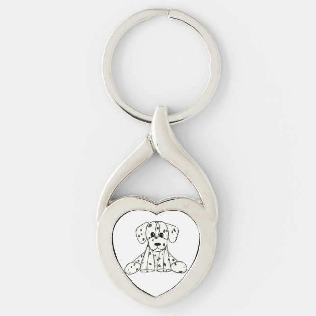 Chaveiro Desenho simples de um cão dalmata de pelúcia em pr (Frente)