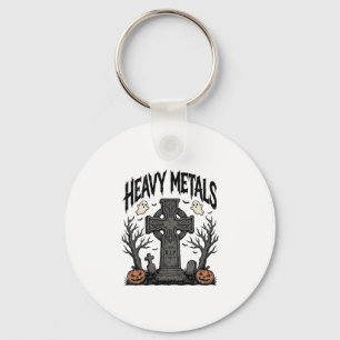 Chaveiro Desenho Vetorial Cemitério de Halloween de Metais 