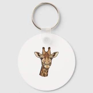 Chaveiro Desenho Vetorial de Cabeça de Girafa Gravada Vinta
