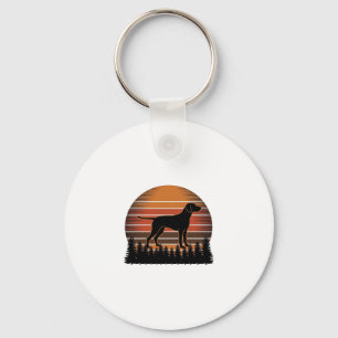 Chaveiro Desenho Vetorial de Cachorro de Caça Vintage ao Pô