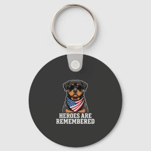 Chaveiro Desenho Vetorial de Cão Herói Rottweiler Patriótic