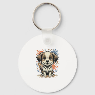 Chaveiro Desenho Vetorial de Gravação de Splash de Cachorri