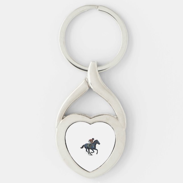 Chaveiro Desenho Vetorial de Jóquei de Corrida de Cavalos V (Frente)