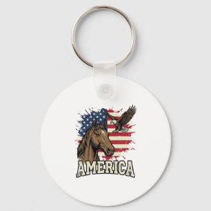 Chaveiro Desenho Vetorial Patriótico Águia Cavalo Vintage A