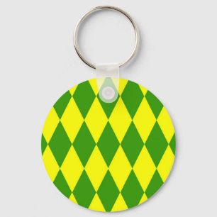 Chaveiro Desenho Xadrez Arlequim Amarelo Verde