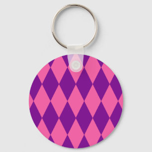 Chaveiro Desenho Xadrez Harlequim Rosa e Roxo
