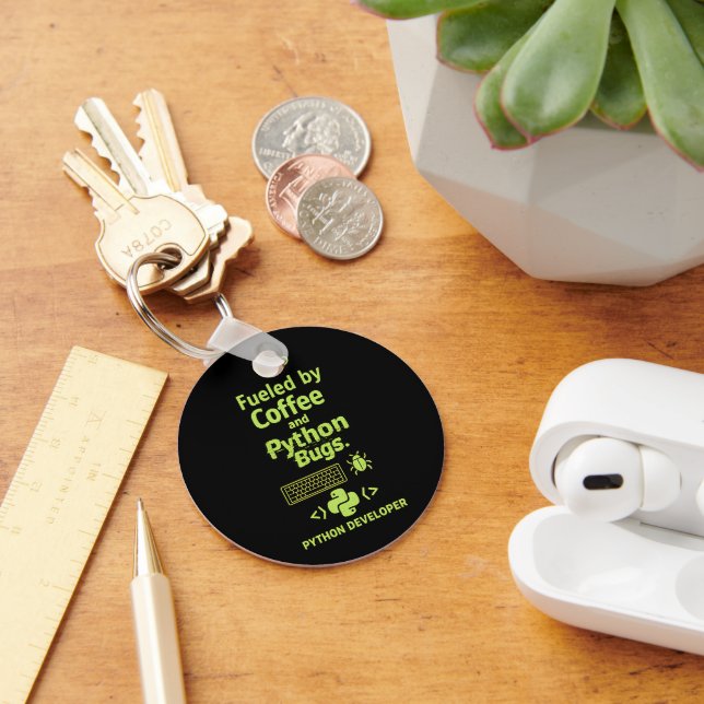 Chaveiro Desenvolvedor Python Engraçado – Alimentado por Bu (Mesa)