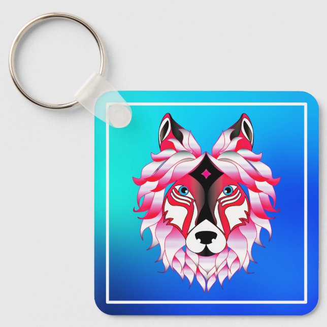 Chaveiro Design- 24531 Pink Wolf Head (Frente)