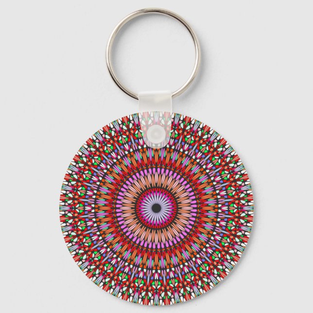 Chaveiro Design-67567 Flor de Mandala Psicodélico (Frente)