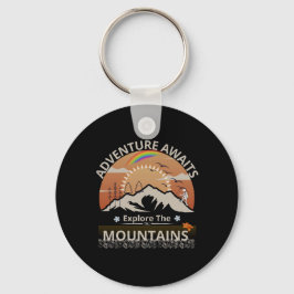 Chaveiro design "Adventure Await-Explore as montanhas"