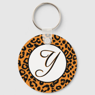 Chaveiro Design alaranjado do leopardo com Y