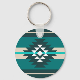 Chaveiro Design asteca de cor turquesa