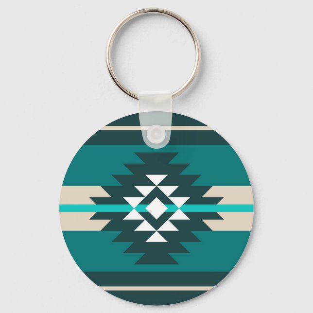 Chaveiro Design asteca de cor turquesa (Frente)