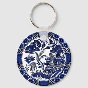 Chaveiro Design azul azul & branco do salgueiro de China