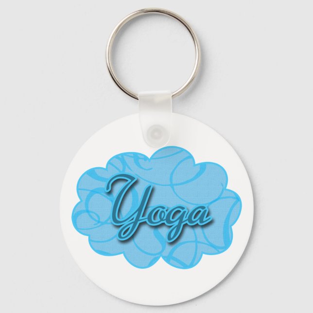 Chaveiro Design Azul Yoga Flourish (Frente)