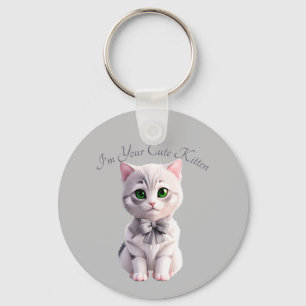 Chaveiro Design com gatinha de cinza fofa