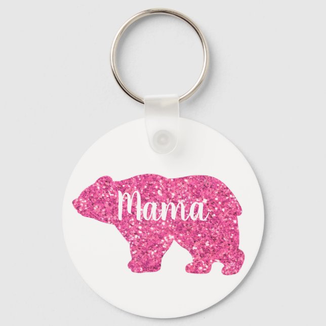 Chaveiro Design da mãe de urso-mãe, cor-de-rosa (Frente)