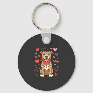 Chaveiro Design de Amor XOXO Cachorro Pitbull no Dia dos Na