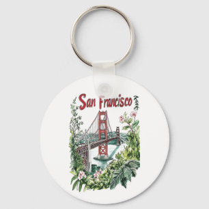 Chaveiro Design de Aquarela da ponte de Ouro San Francisco
